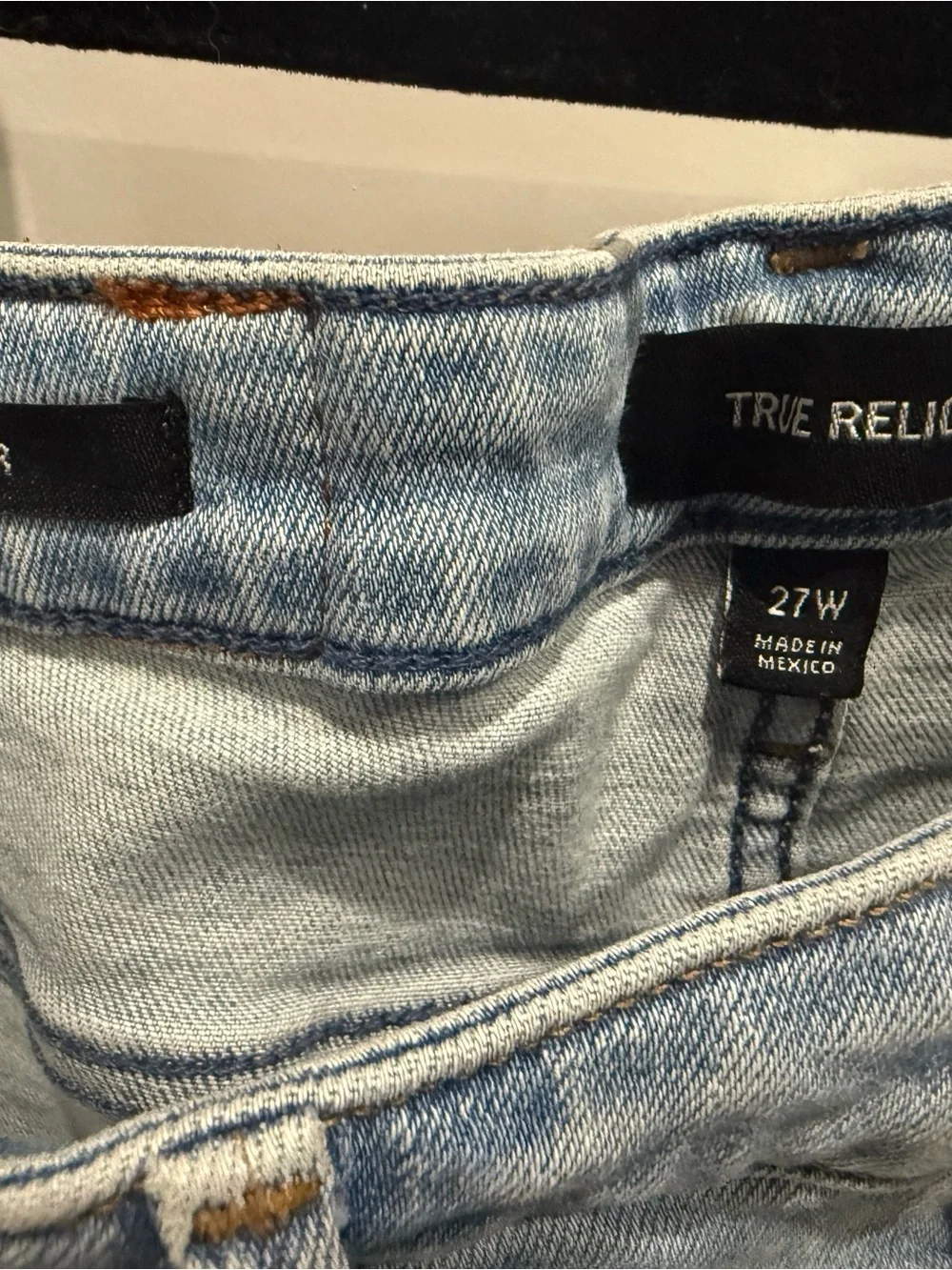 True Religion Light Blue Cropped Straight Jeans